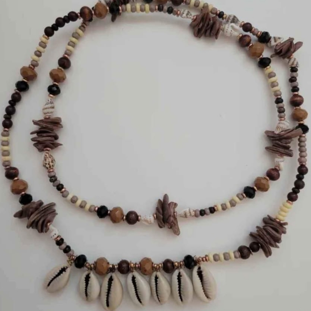 Zara Brown & Cream Shell Layered Necklace